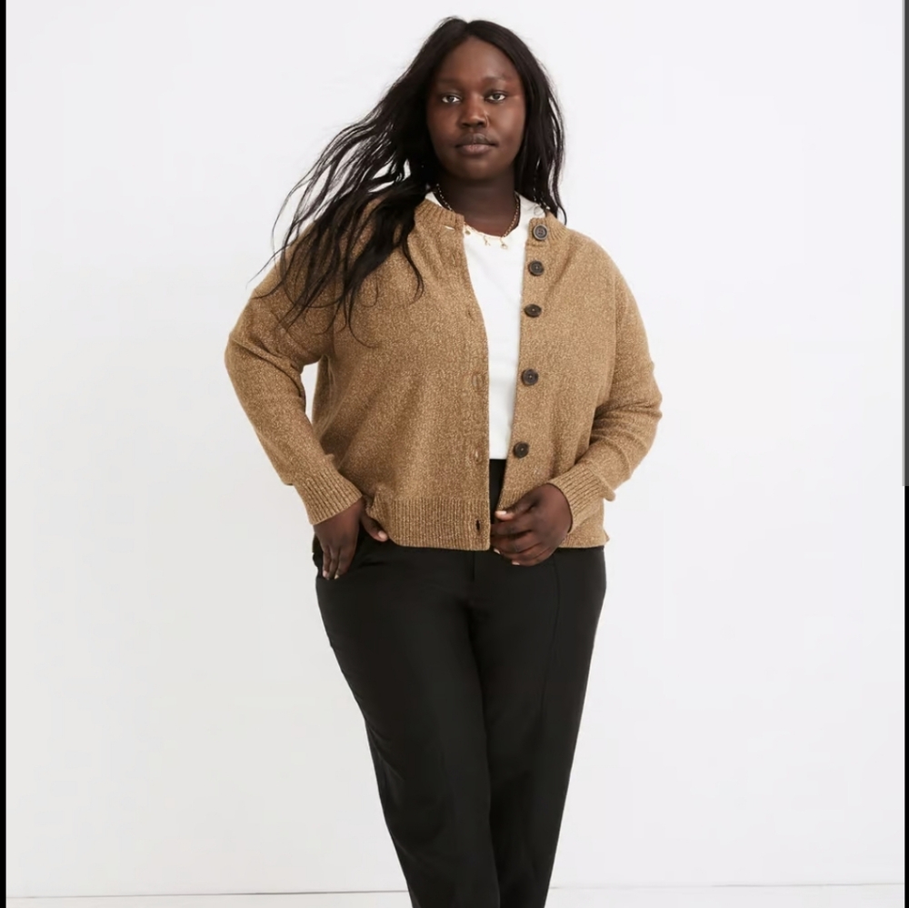 Madewell Broadway Cardigan Sweater in Marled Olive